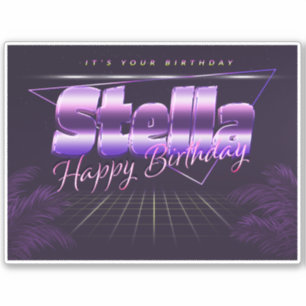 Stella Name Vorname lila retro Sticker Geburtstag