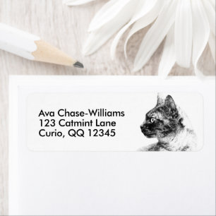 Stella the Grey Kitty Cat Return Address Label