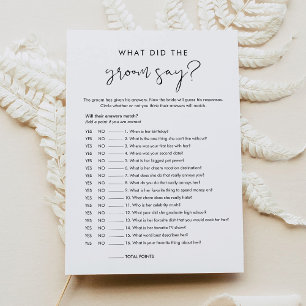 STELLA What Did The Groom Say Bridal Game Card