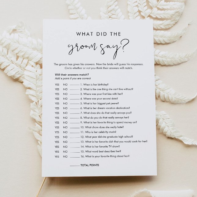 STELLA What Did The Groom Say Bridal Game Card (Creator Uploaded)