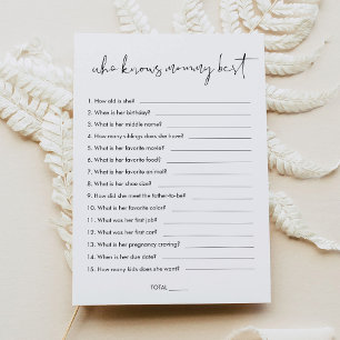 STELLA Who Knows Mummy Best Baby Shower Game Invitation