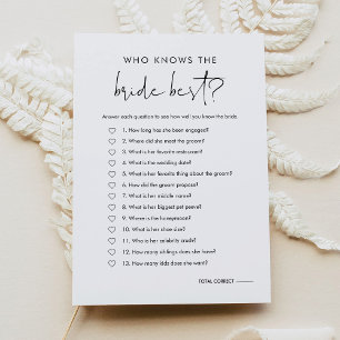 STELLA Who Knows the Bride Best Bridal Game Card