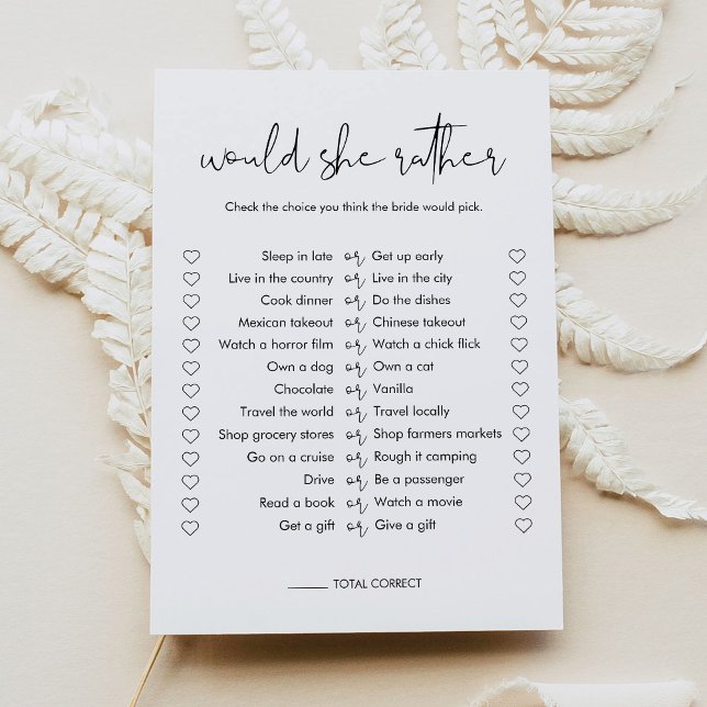 STELLA Would She Rather Bridal Shower Game Card (Creator Uploaded)