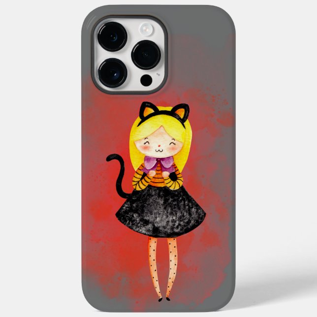 Stellalunarts Cute Girl Halloween Cat Case-Mate iPhone Case (Back)