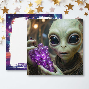 Stellar Alien holding Crystalline Grapes Card