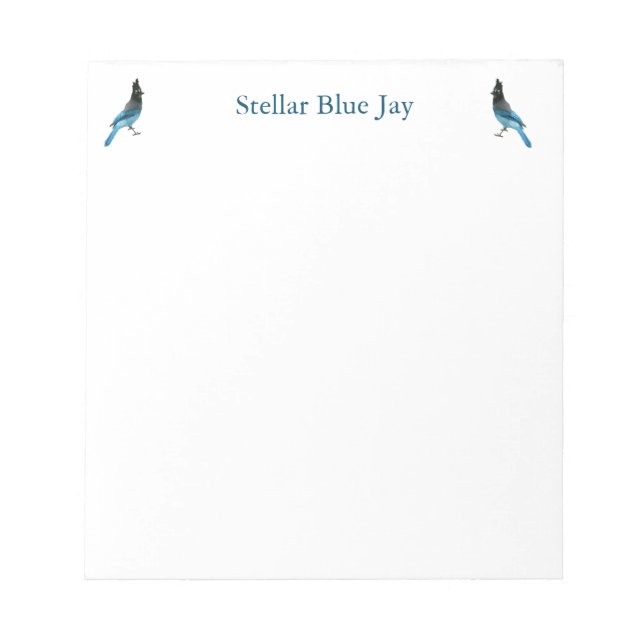 Stellar Blue Jay notepad (Front)
