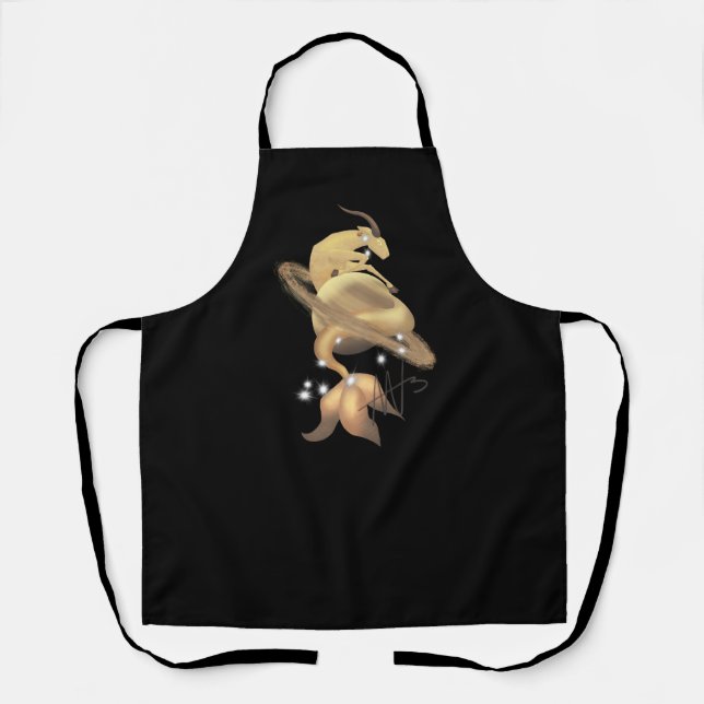 Stellar Capricorn Saturn Zodiac Apron (Front)