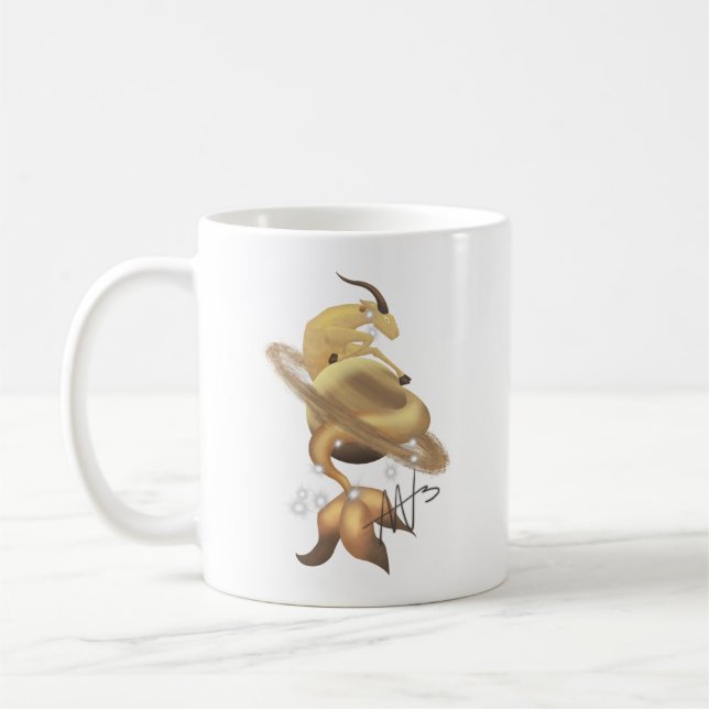 Stellar Capricorn Saturn Zodiac Coffee Mug (Left)
