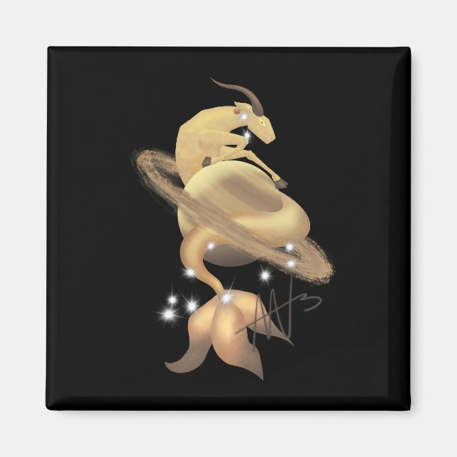 Stellar Capricorn Saturn Zodiac Magnet (Front)