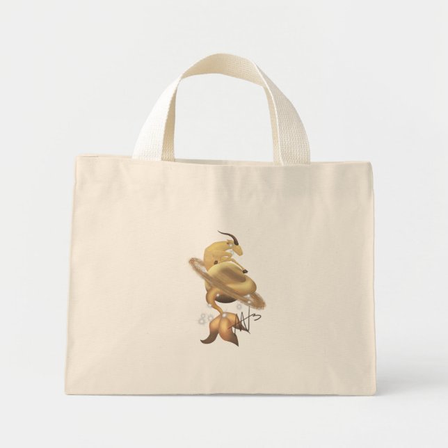 Stellar Capricorn Saturn Zodiac Mini Tote Bag (Front)