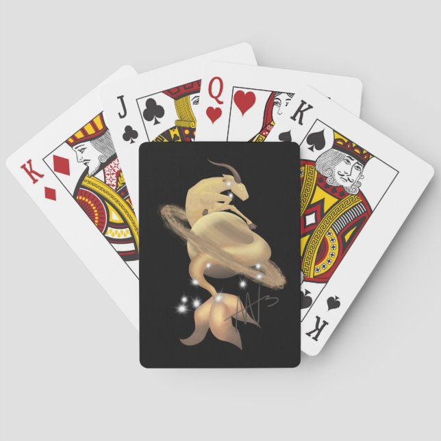 Stellar Capricorn Saturn Zodiac Playing Cards (Back)