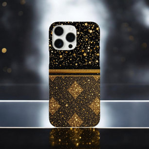 Stellar Elegance (Glitter - gold - Leather) iPhone 16 Pro Max Case