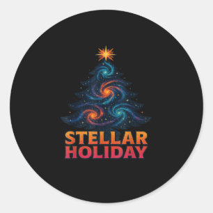 Stellar Holiday Christmas Tree Holiday Season  Classic Round Sticker