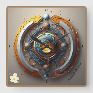 "Stellar Ignition" Square Wall Clock