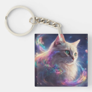 Stellar Kitty- cosmic cat art Key Ring