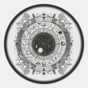 Stellar Lines: Detailed Zodiac Classic Round Sticker