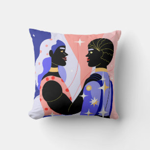 Stellar Love Art Prints Unique Cosmic Couple Cushion