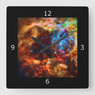 Stellar Nursery R136 in the Tarantula Nebula Square Wall Clock
