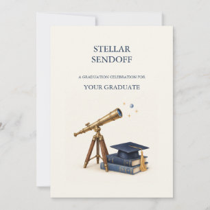 Stellar Sendoff Telescope Graduation Party Invitation