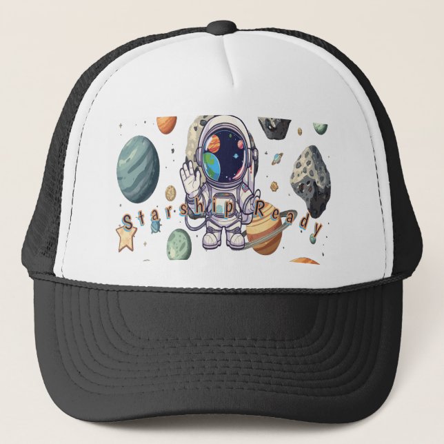 Stellar Space Cap – Galaxy-Themed Hat with Planets (Front)
