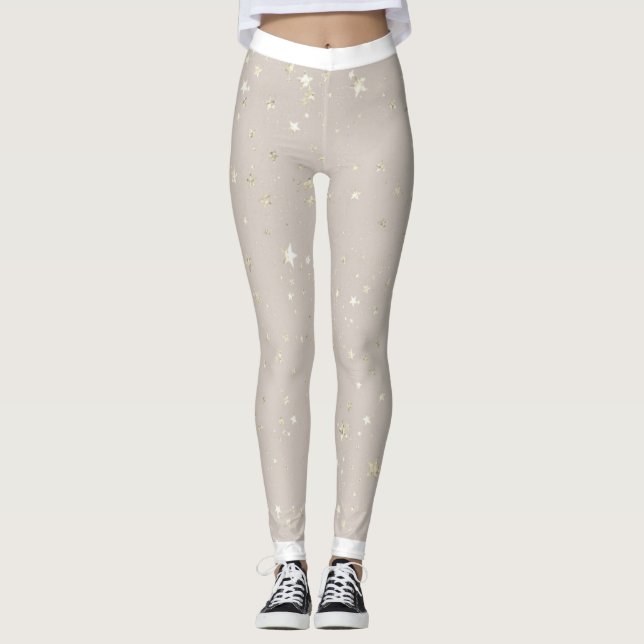 Stellar Style: Glittery Star Leggings (Front)