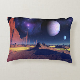 Stellar vista - space landscape decorative cushion