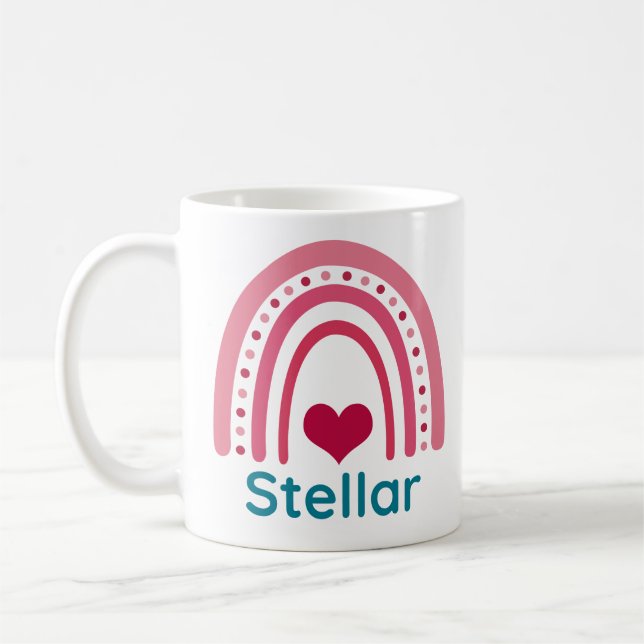 Stellar Viva Magenta Boho Rainbow Coffee Mug (Left)