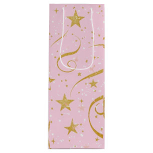 Stellar Wine – Pink & Gold Star Wine Bag