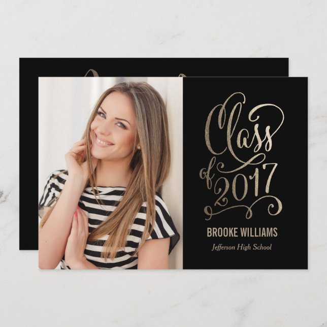 Stellar Year Editable Colour Graduation Invitation (Front/Back)