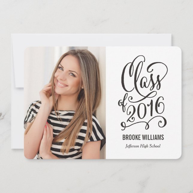 Stellar Year Editable Text Colour Graduation White Invitation (Front)