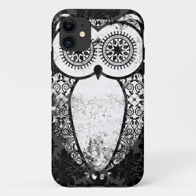 StellaRoot Hootie Owl Damask Grunge Case-Mate iPhone Case (Back)