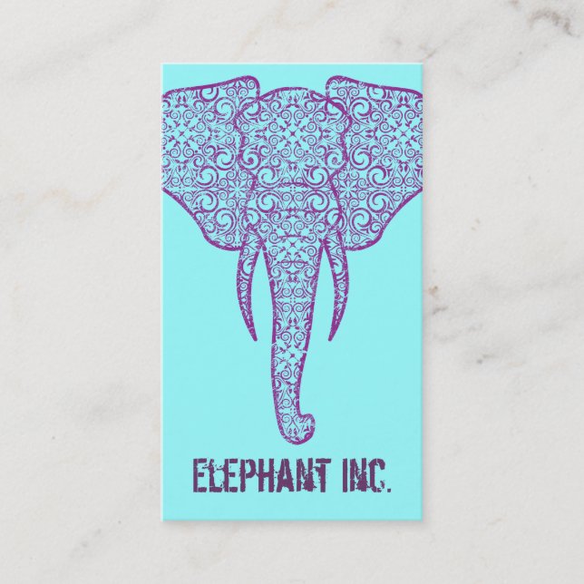 StellaRoot Peace Elephant Business Card on Blue (Front)