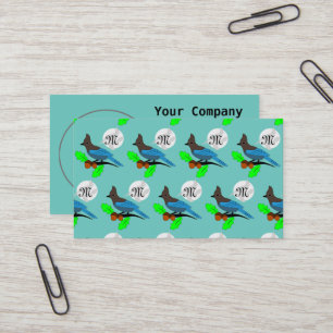 Steller Blue Jay Monogram Business Card