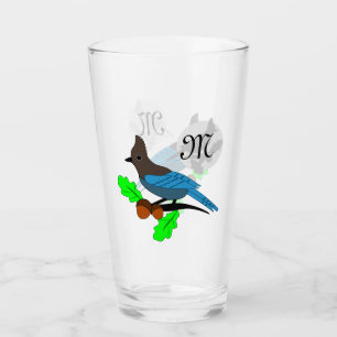 Steller Blue Jay Monogram Glass