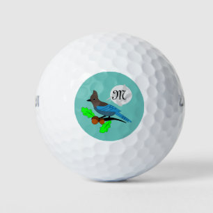 Steller Blue Jay Monogram Golf Balls