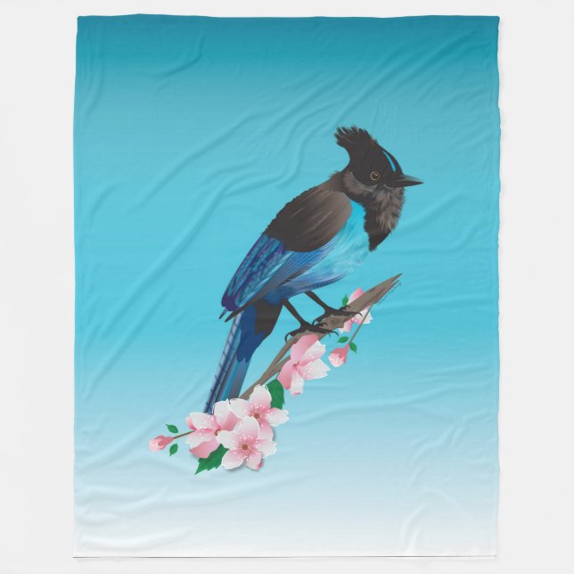 Steller's Jay Fleece Blanket (Front)