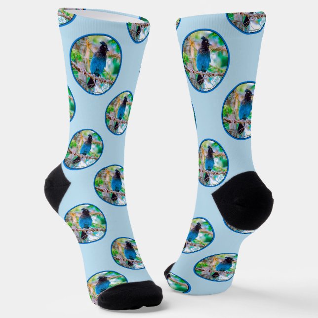 Steller's Jay in Forest Original Photograph Socks (Angled)