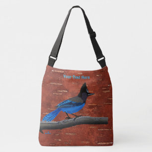 Steller's Jay On Inner Birch Bark Crossbody Bag