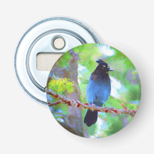 Steller's Jay Painting - Original Bird Art Bottle Opener