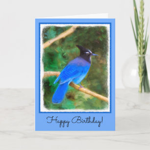 Steller's Jay Painting - Original Bird Art Card