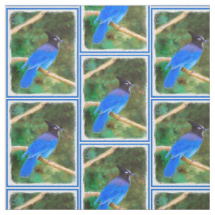 Steller's Jay Painting - Original Bird Art Fabric