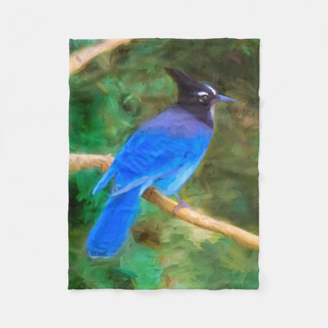Steller's Jay Painting - Original Bird Art Fleece Blanket (Front)