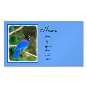 Steller's Jay Painting - Original Bird Art Magnetic Business Card