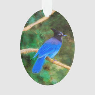 Steller's Jay Painting - Original Bird Art Ornament