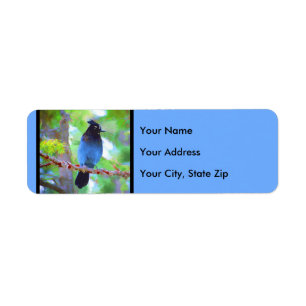 Steller's Jay Painting - Original Bird Art Return Address Label