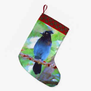 Steller's Jay Painting - Original Bird Art Small Christmas Stocking
