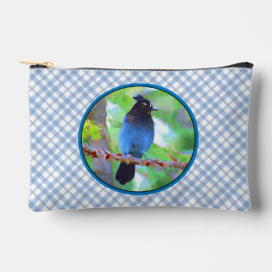 Steller's Jay Painting Original Wild Bird Art Accessory Pouch