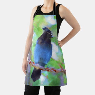 Steller's Jay Painting - Original Wild Bird Art Apron