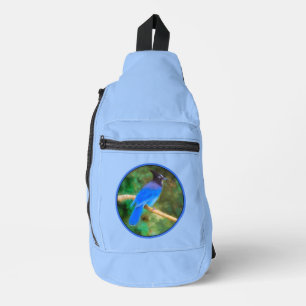 Steller's Jay Painting Original Wild Bird Art Sling Bag