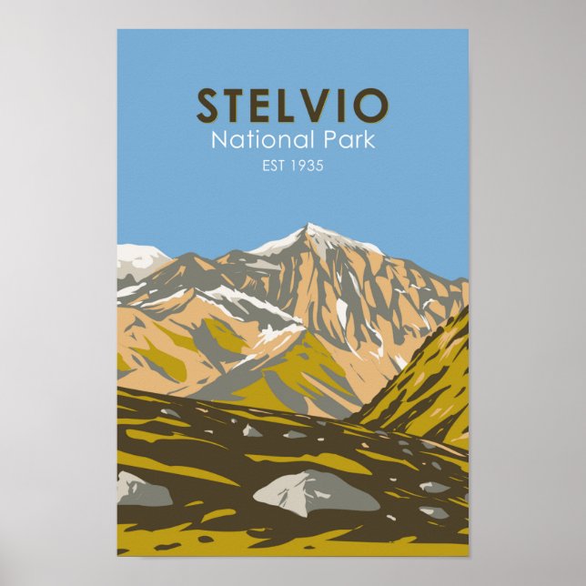 Stelvio National Park Italy Central Alps Vintage Poster (Front)